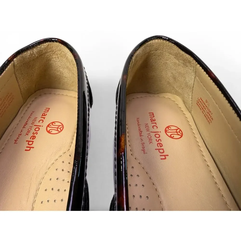 Marc Joseph Manhasset Loafer Womens 9.5‎ Tortoise Patent Leather Driver Slip On